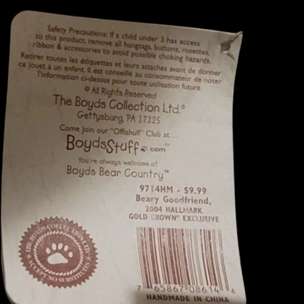 Boyds bear brown Teddy Bear with Plaid Pillow